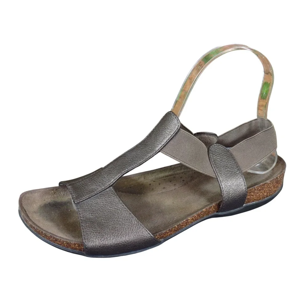 Natural Soul Noni Women Slingback T-Strap Sandal 7.5 Walking Bronze Metallic